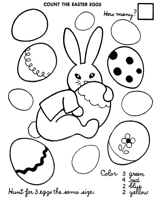 Easter Egg Coloring Pages | BlueBonkers - Easter Count and Color 