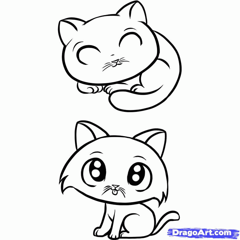 How To Draw A Kitty, Step By Step, Pets, Animals, FREE Online - Coloring  Home