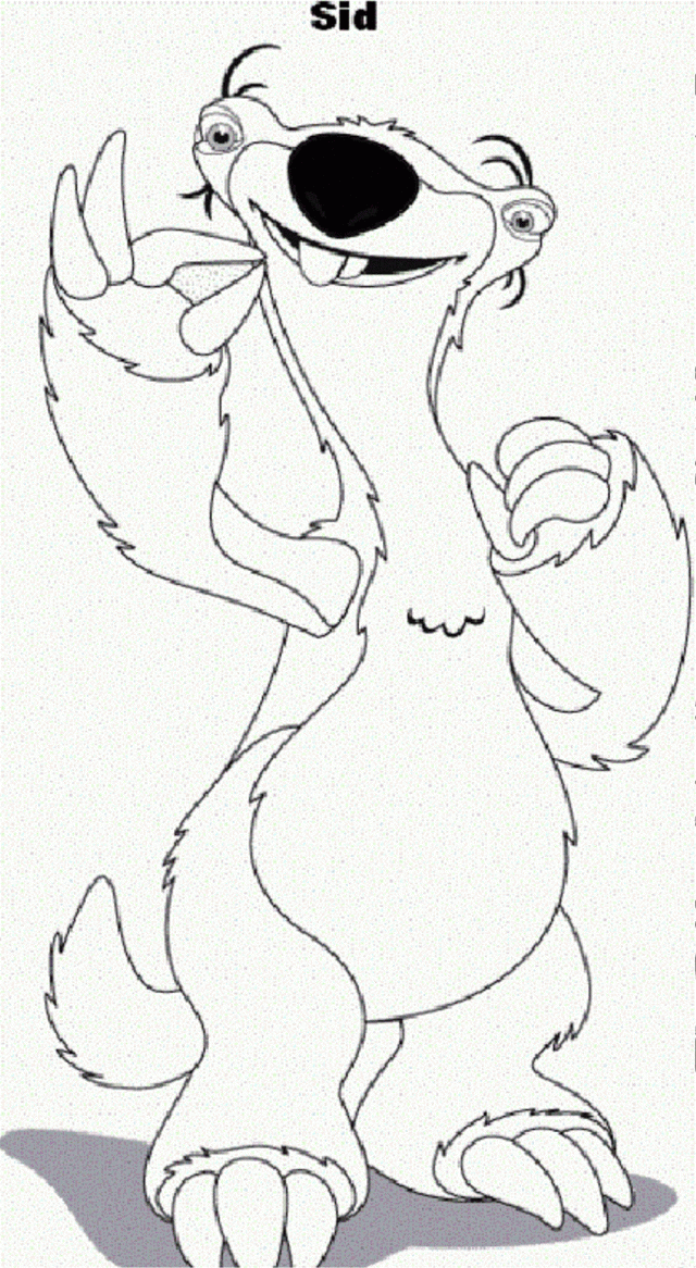 Ice Age Sid Coloring Page Coloringplus 155086 Ice Age Coloring Pages