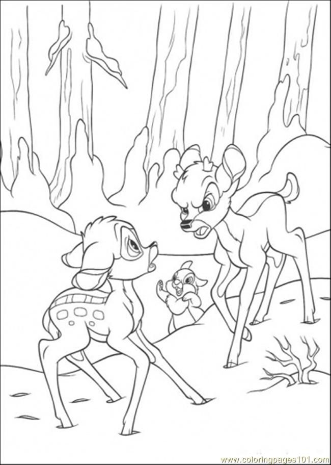 Coloring Pages Bambi Faline And Thumper (Cartoons > Bambi) - free 