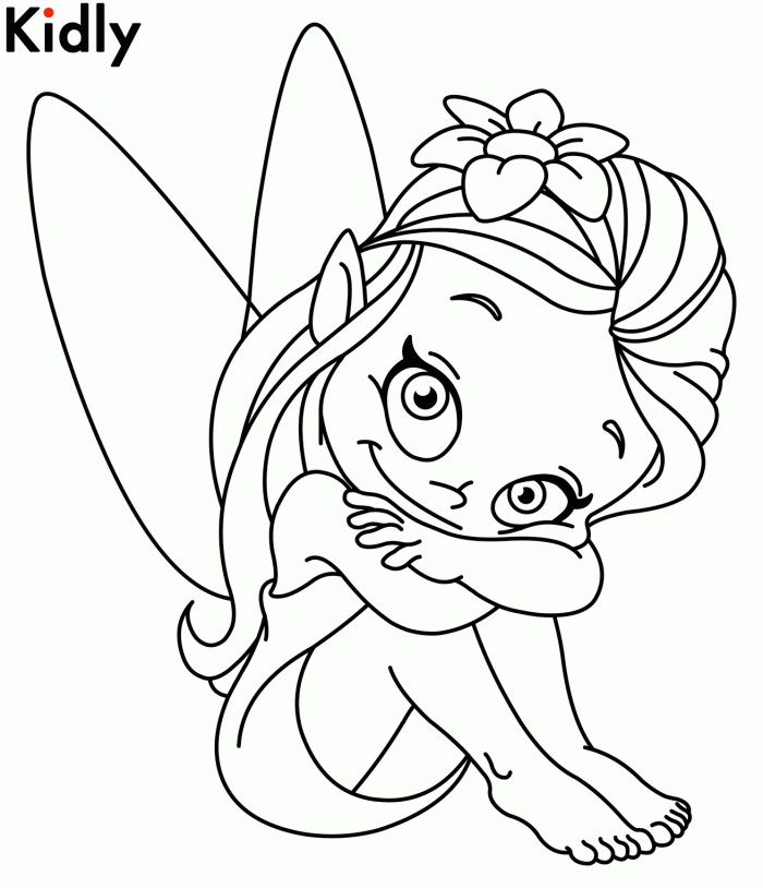 Fairy Coloring Page For Kids : Printable Coloring Book Sheet 