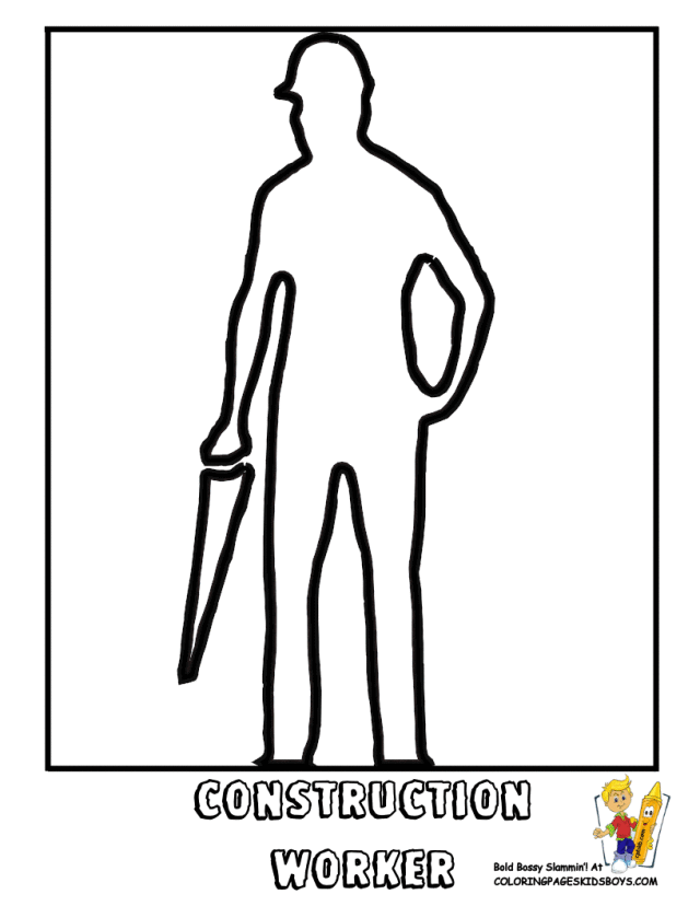 Coloringpage of Construction Worker With Saw | coloring pages
