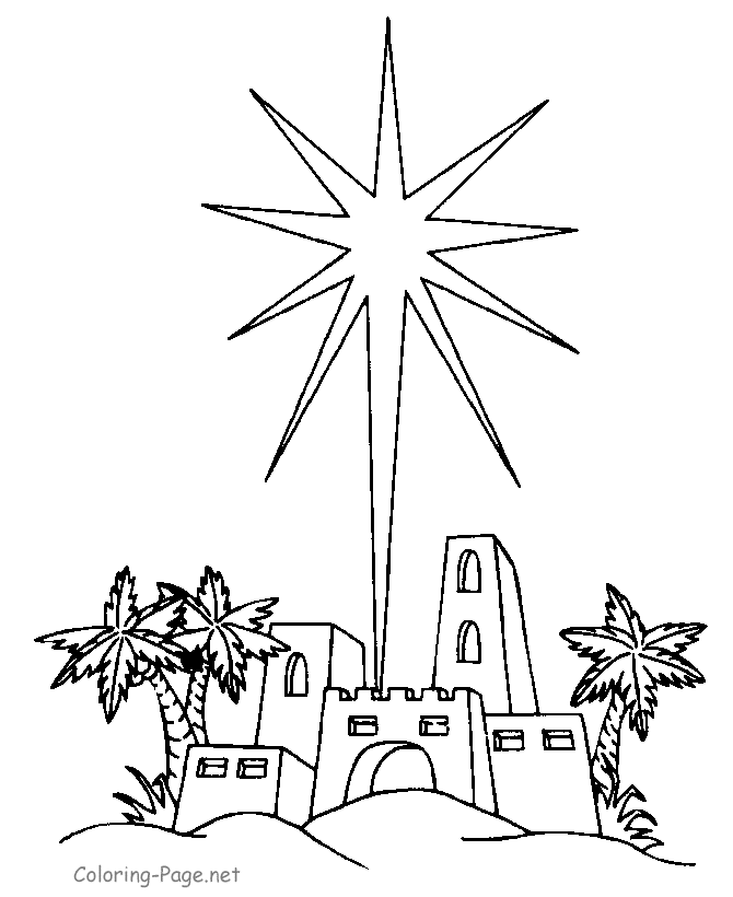 Bible Coloring Page - Star over Bethlehem