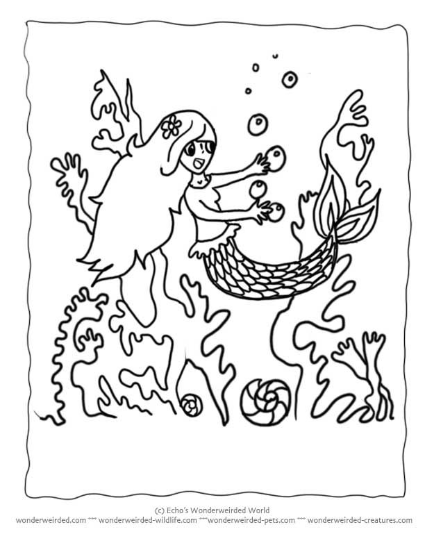 cartoon coloring pages for kids echos mermaid book