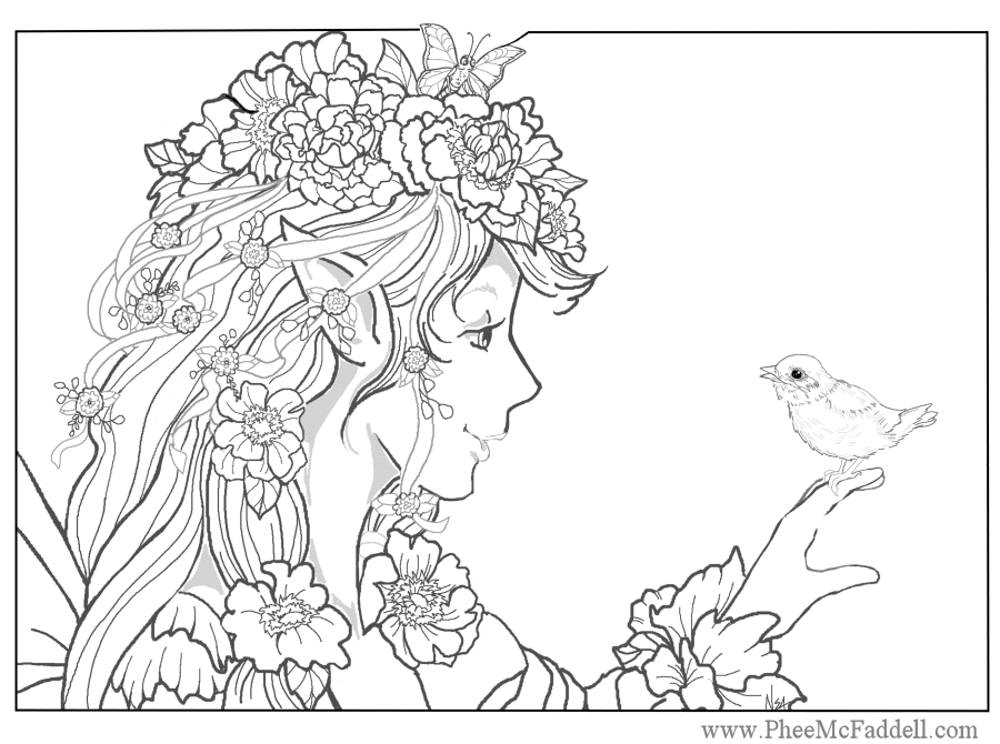 Flower Fairy Coloring Pages - Coloring Home