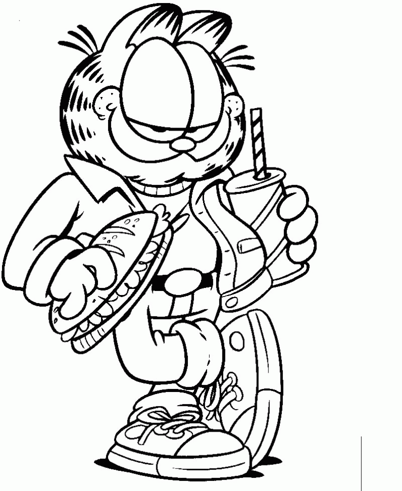 Garfield Was Drinking Coloring Page - Kids Colouring Pages