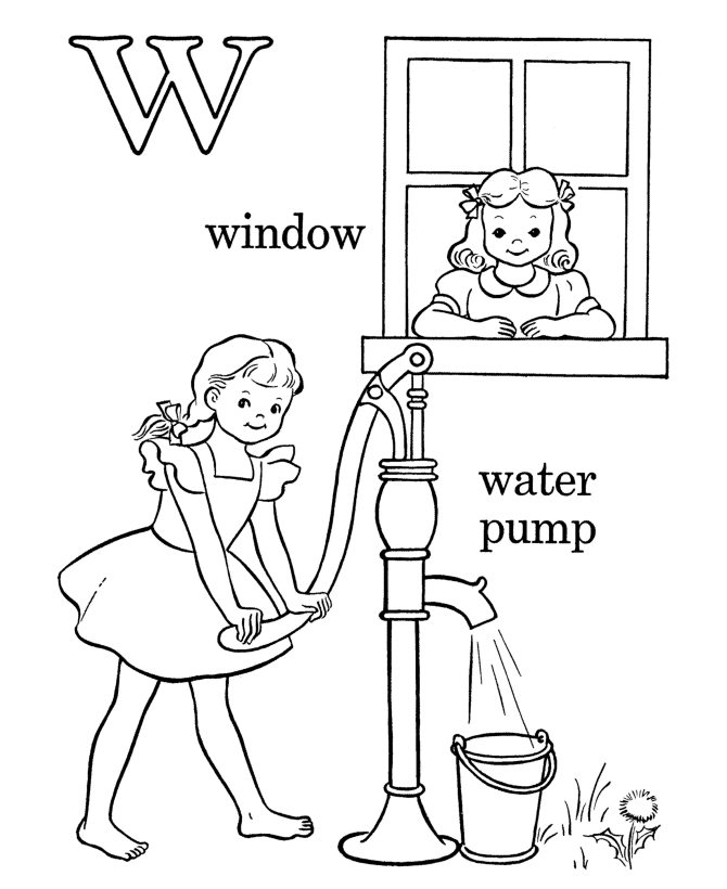 Water Letter W Coloring Page