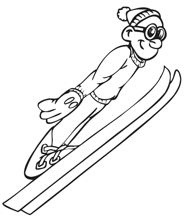 Skiing Coloring Page | Ski jumper