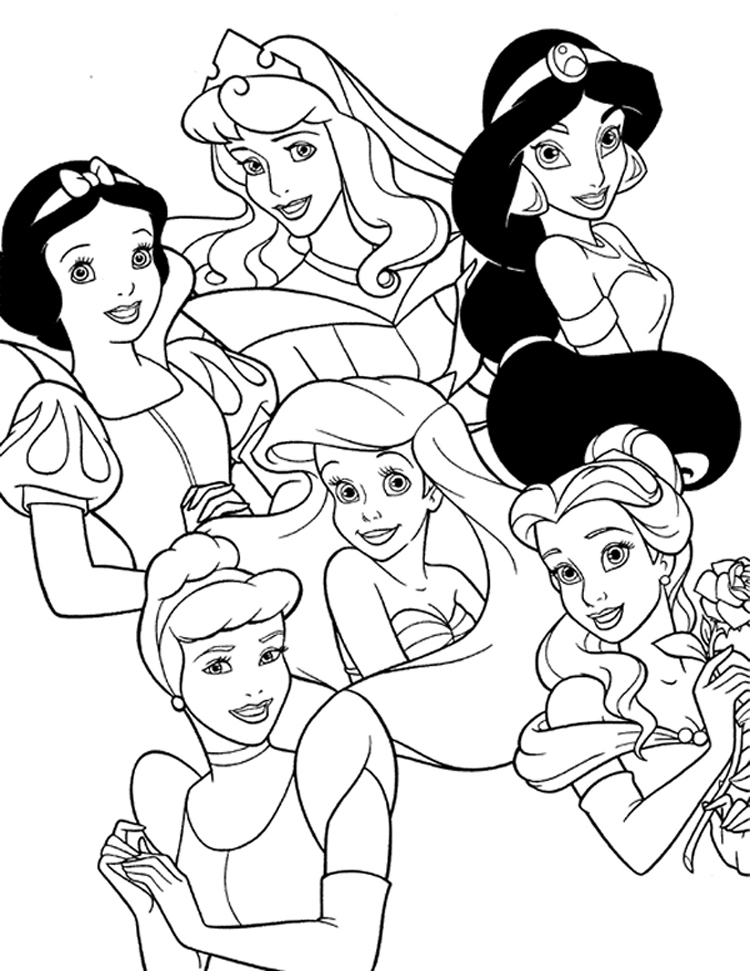 Disney Princesses Coloring Pages Free Printable Download 