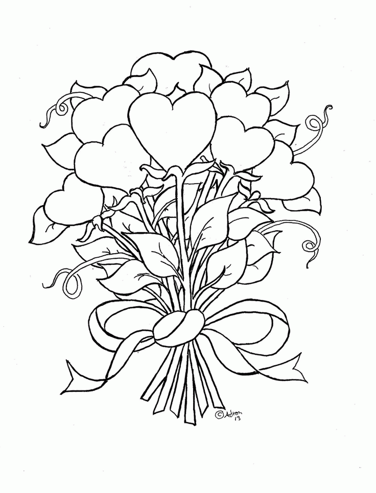 Hearts And Roses Coloring Pages