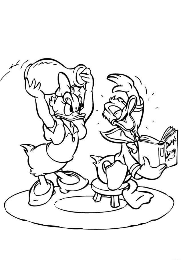 Donald Laughing Too Loud For Daisy Coloring Page | Kids Coloring Page