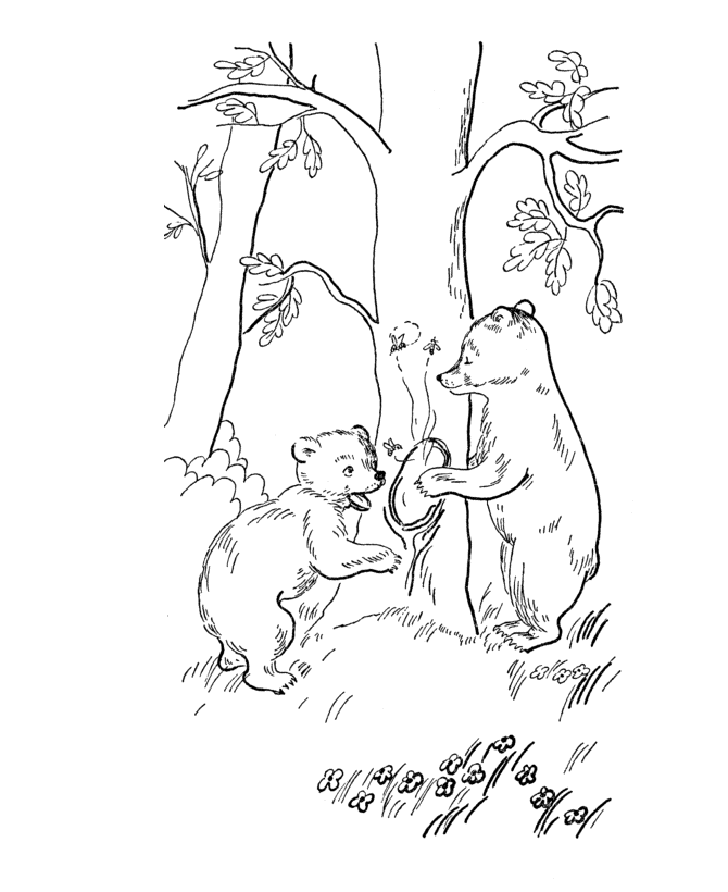Bluebonkers : Bears collect Honey - Summer Coloring Sheets