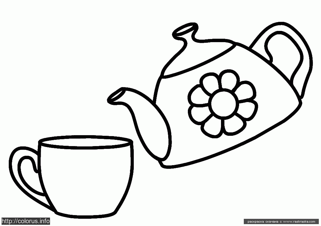 teapot and cup Colouring Pages
