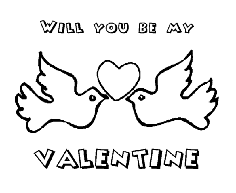 Valentine's Day Cards Coloring Pages - Be My Valentine | HonkingDonkey