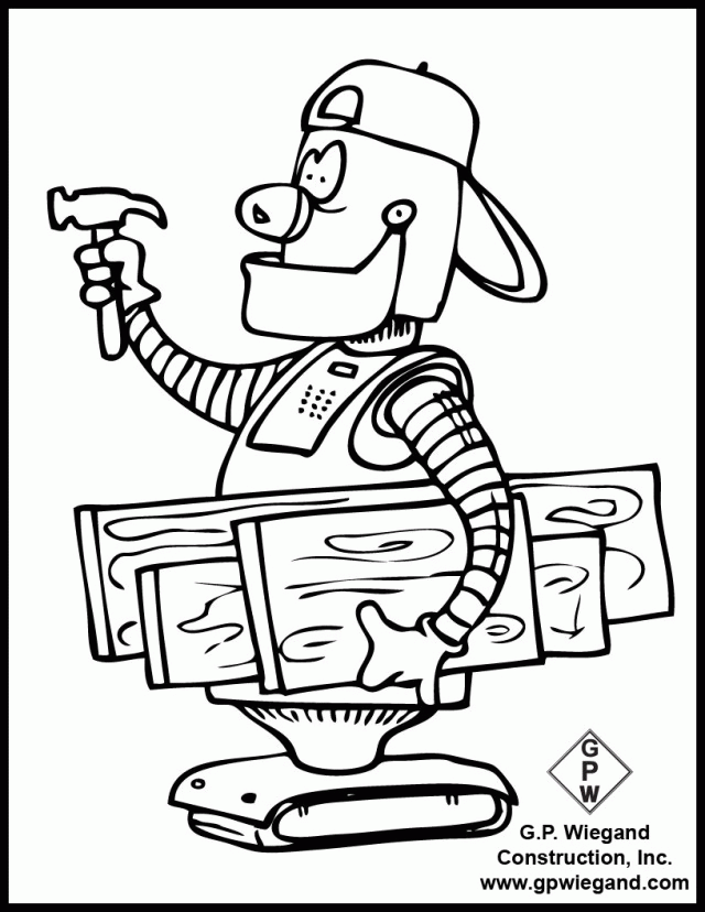 Robot Worker Construction Coloring Page | coloring pages