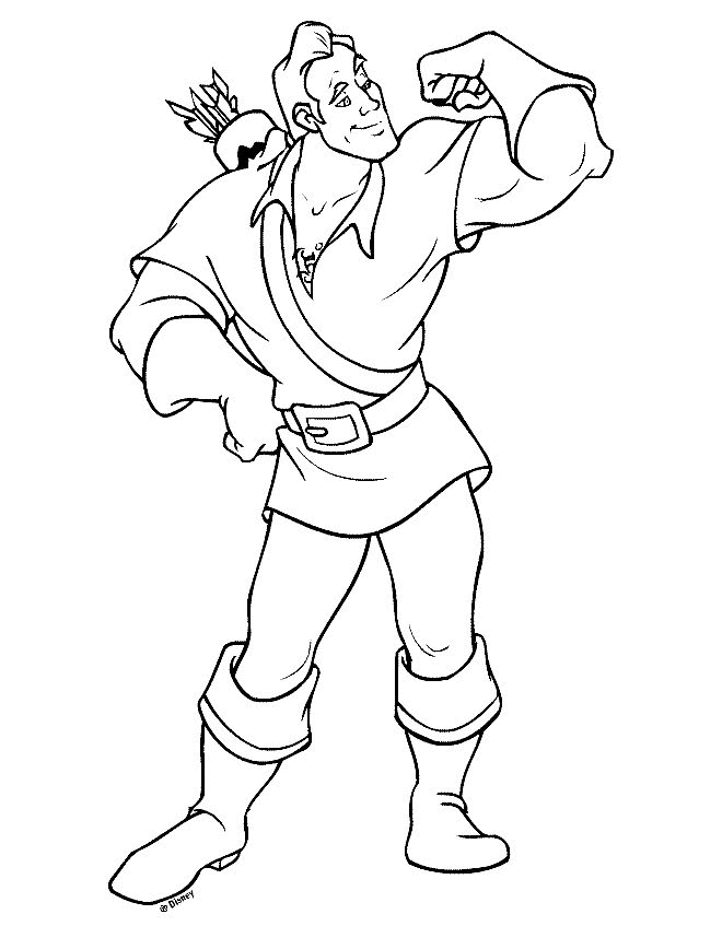 Gaston and Muscles Beauty and The Beast Coloring Page - Princess 