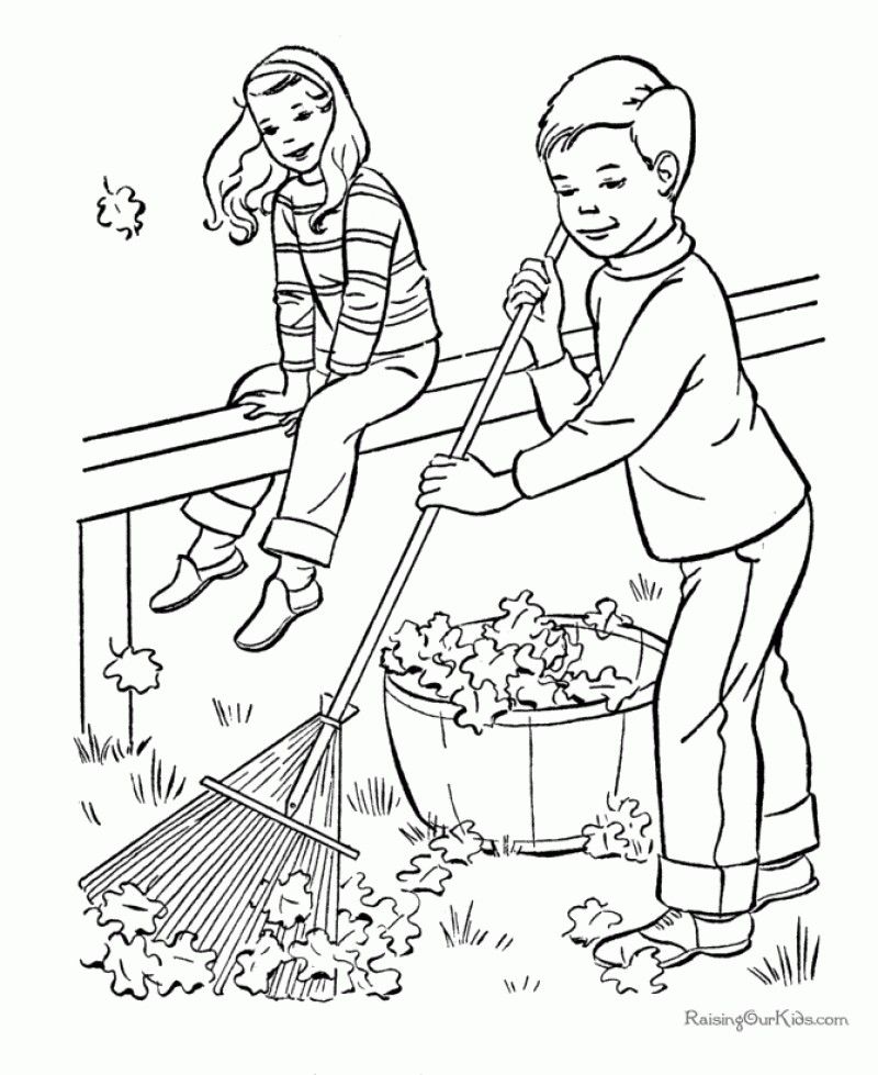 The Boy And Girl Cleaning Park Coloring Page - Kids Colouring Pages