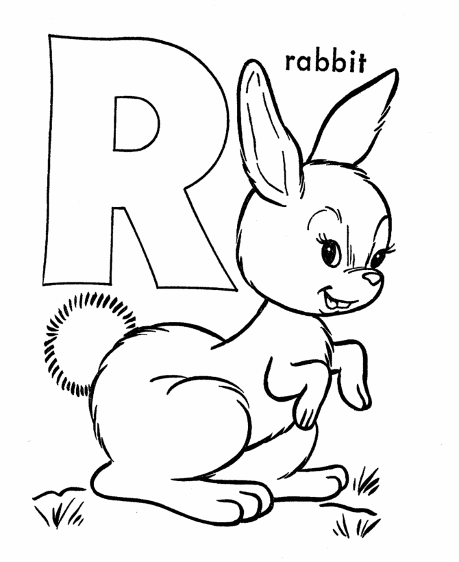 Letter R (Rabbit) coloring pages | Coloring Pages