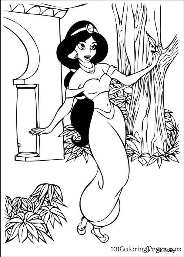 Jasmine and Aladdin Coloring Pages