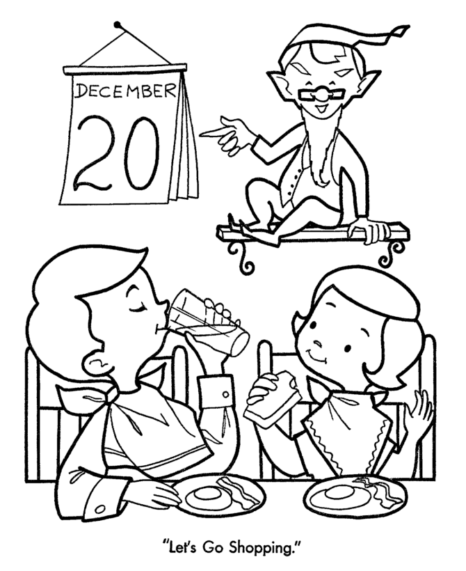 Christmas Shopping Coloring Pages - Time to go Christmas Shopping 