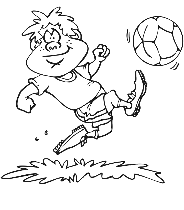Soccer Coloring Page | Boy kicking ball