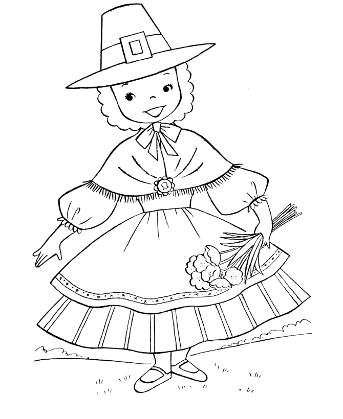 St Patrick's Day Coloring Pages - Young girl in Irish outfit 