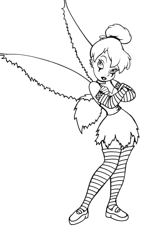 Pictures Spooky Faced Tinkerbell Coloring Pages - Tinkerbell 
