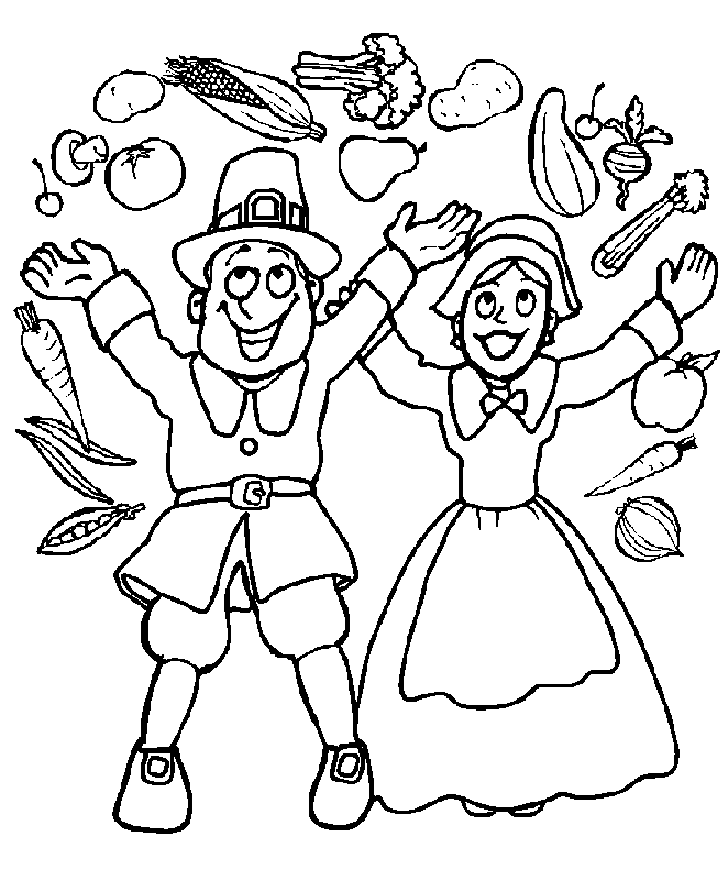 Pilgrim Couple Coloring Pages Printables – Thanksgiving Coloring 