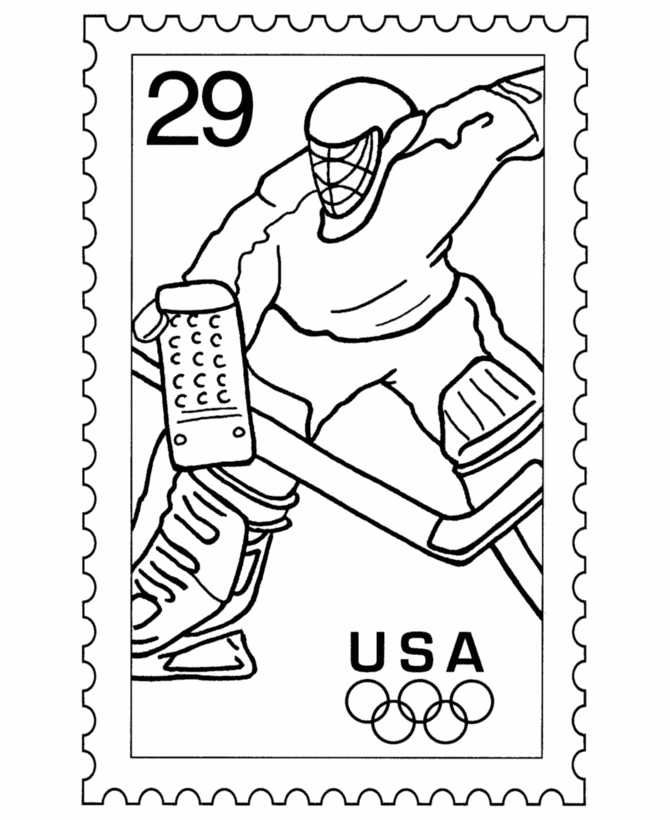 BlueBonkers: USPS Sports Stamp Coloring Pages - Ice Hockey Postage 