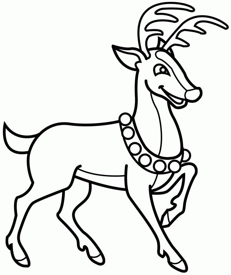 Reindeer Very Happy Christmas Day Coloring Pages - Christmas 