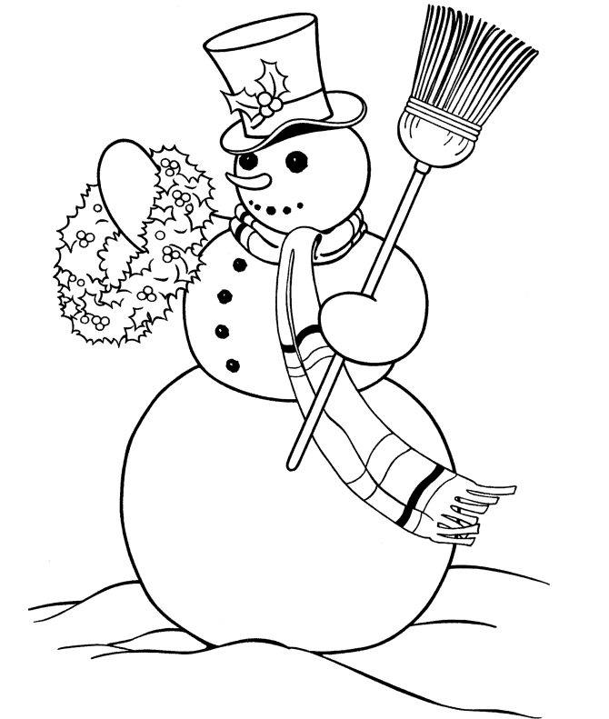 Printable Christmas Snowman In Winter Day Coloring Pages - Winter 