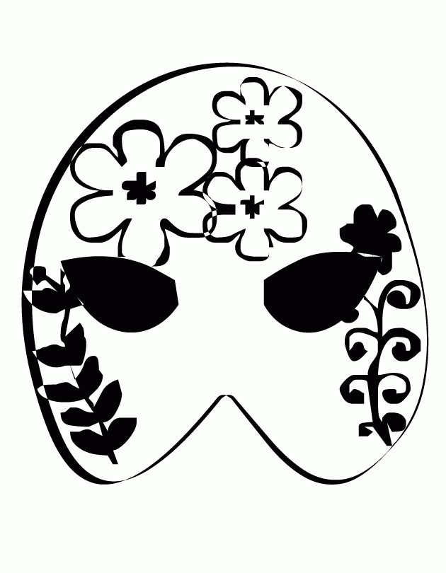 Mask with Flowers Coloring Page