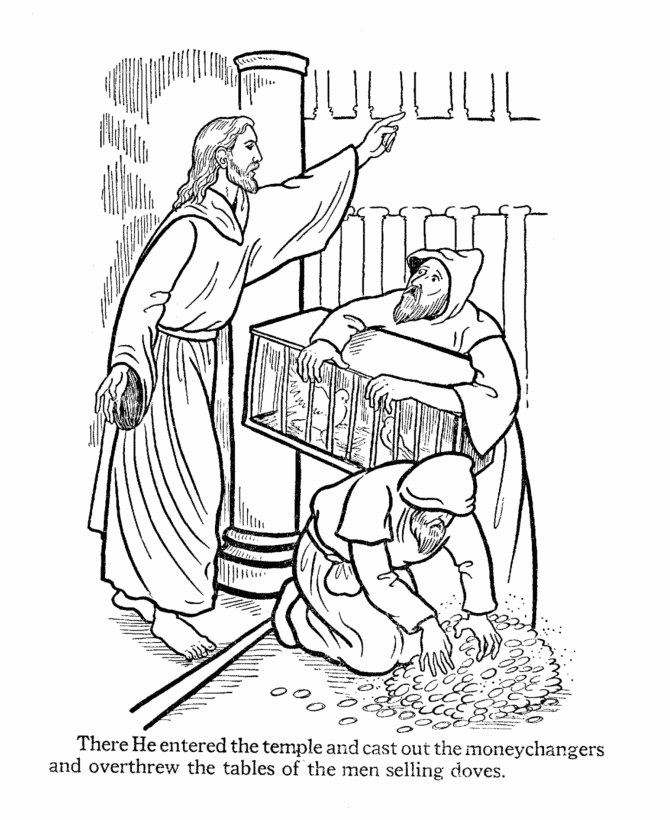 Bible Printables: Easter Coloring Pages 2 - Jesus cast out the 