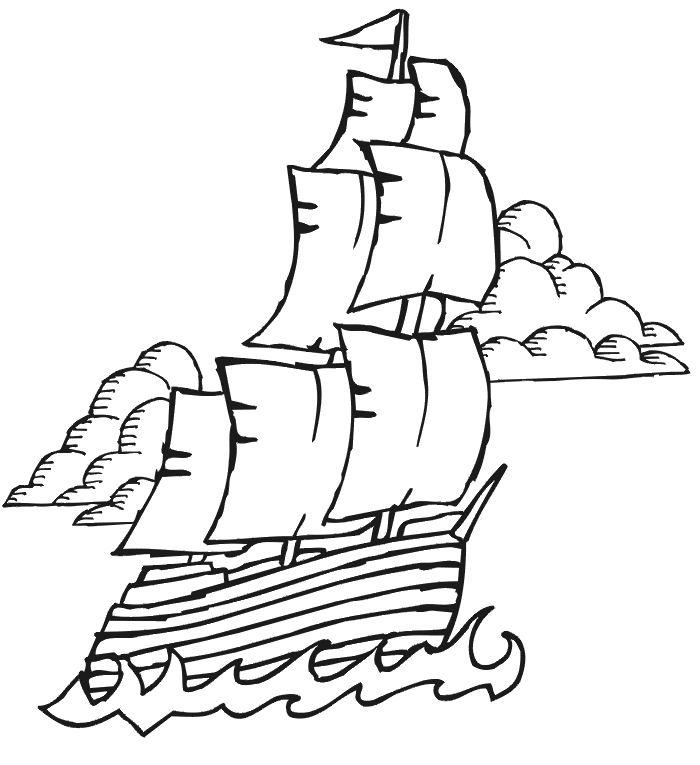 The Ship Cruised With A Fast Coloring Page |Transportation 
