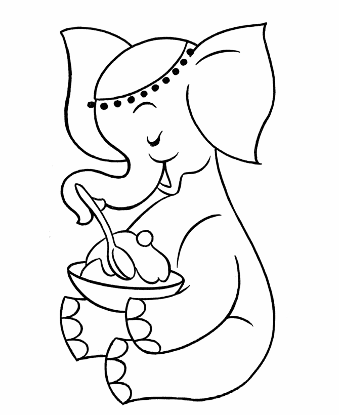 Pre-K Coloring Pages | Free Printable Elephant Pre-K Coloring page 