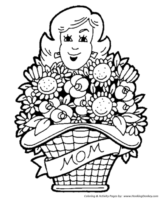 Mother's Day Coloring Pages - Flowers for Mom Coloring Page Sheets |  HonkingDonkey