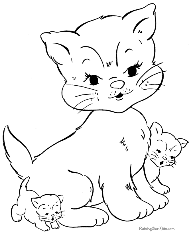 Cat and Kitten Coloring Pages