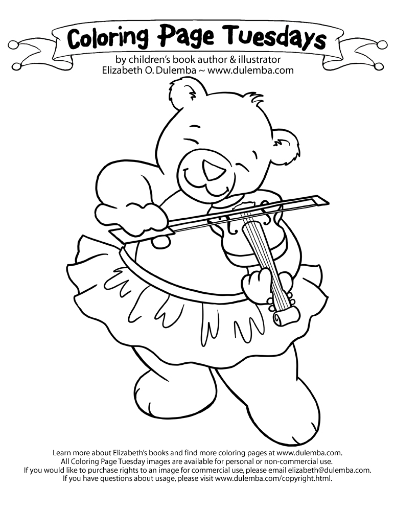 dulemba: Coloring Page Tuesday - Violin Bear