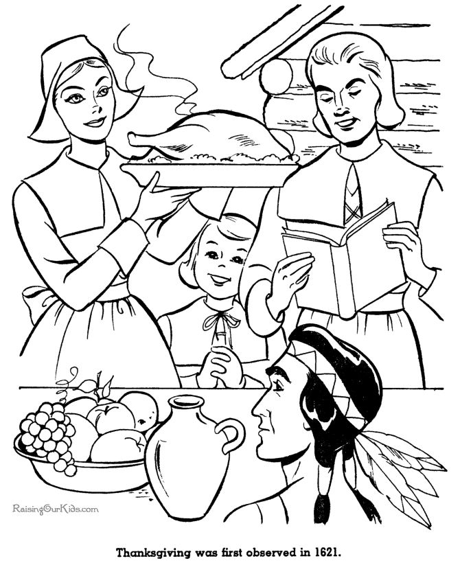 Thanksgiving Dinner Coloring Page 