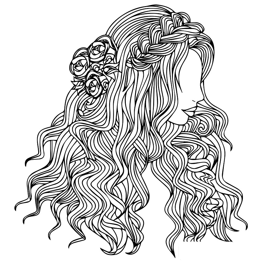 Long Hair Coloring Pages - Coloring Home