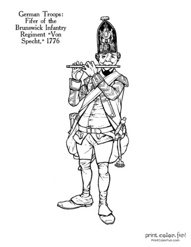 Revolutionary War solder coloring pages: 11 historic uniforms & coloring  guides - Print Color Fun!