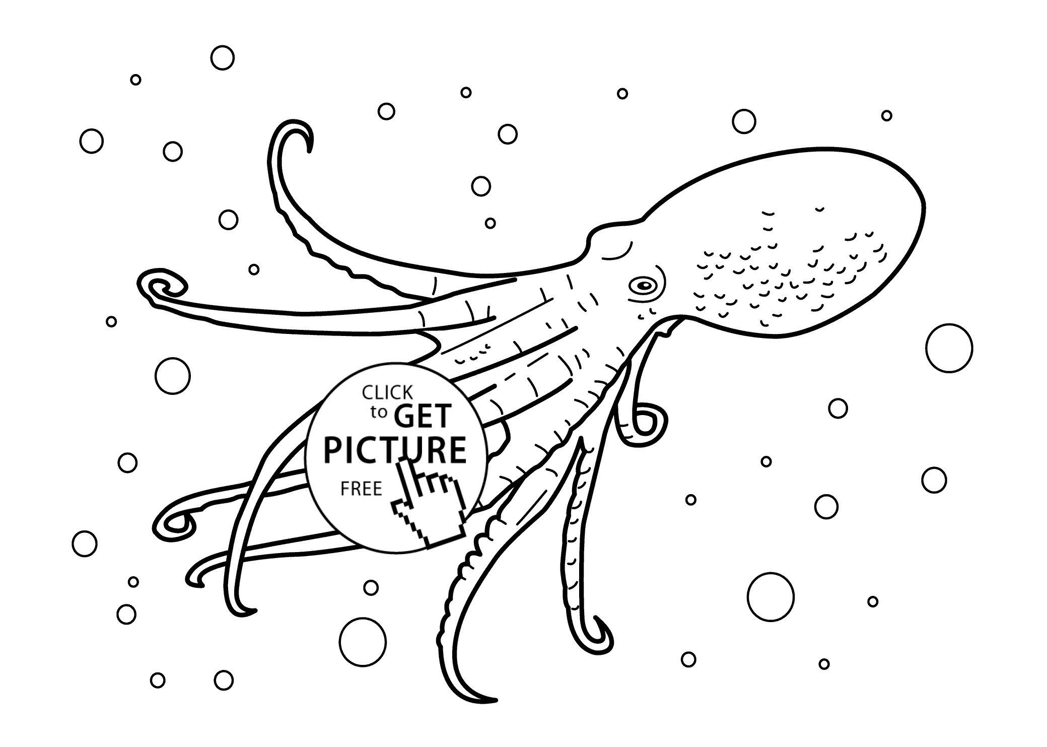 Octopus real - sea animals coloring pages for kids, printable free