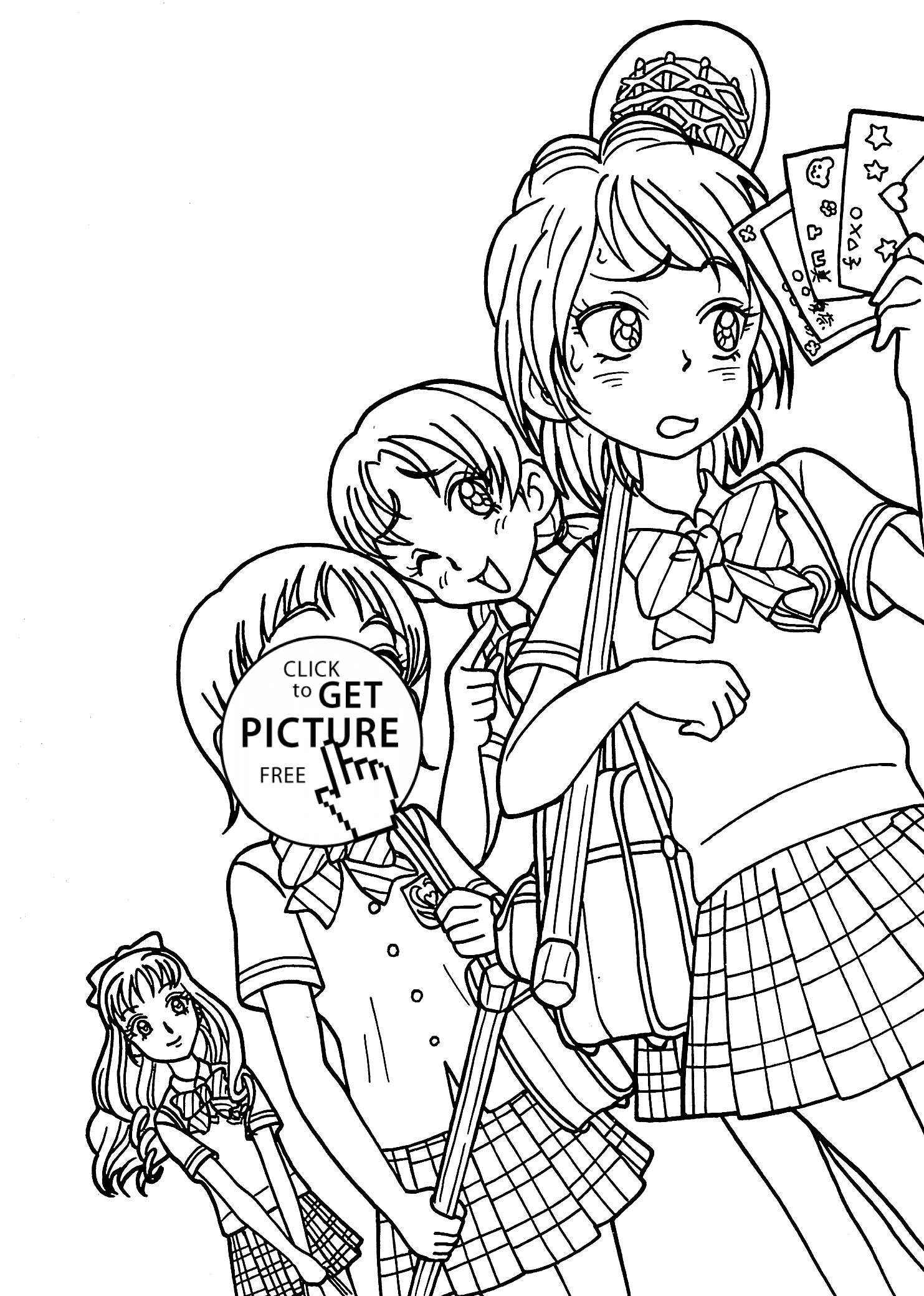 Girls from Pretty cure anime coloring pages for kids, printable ...