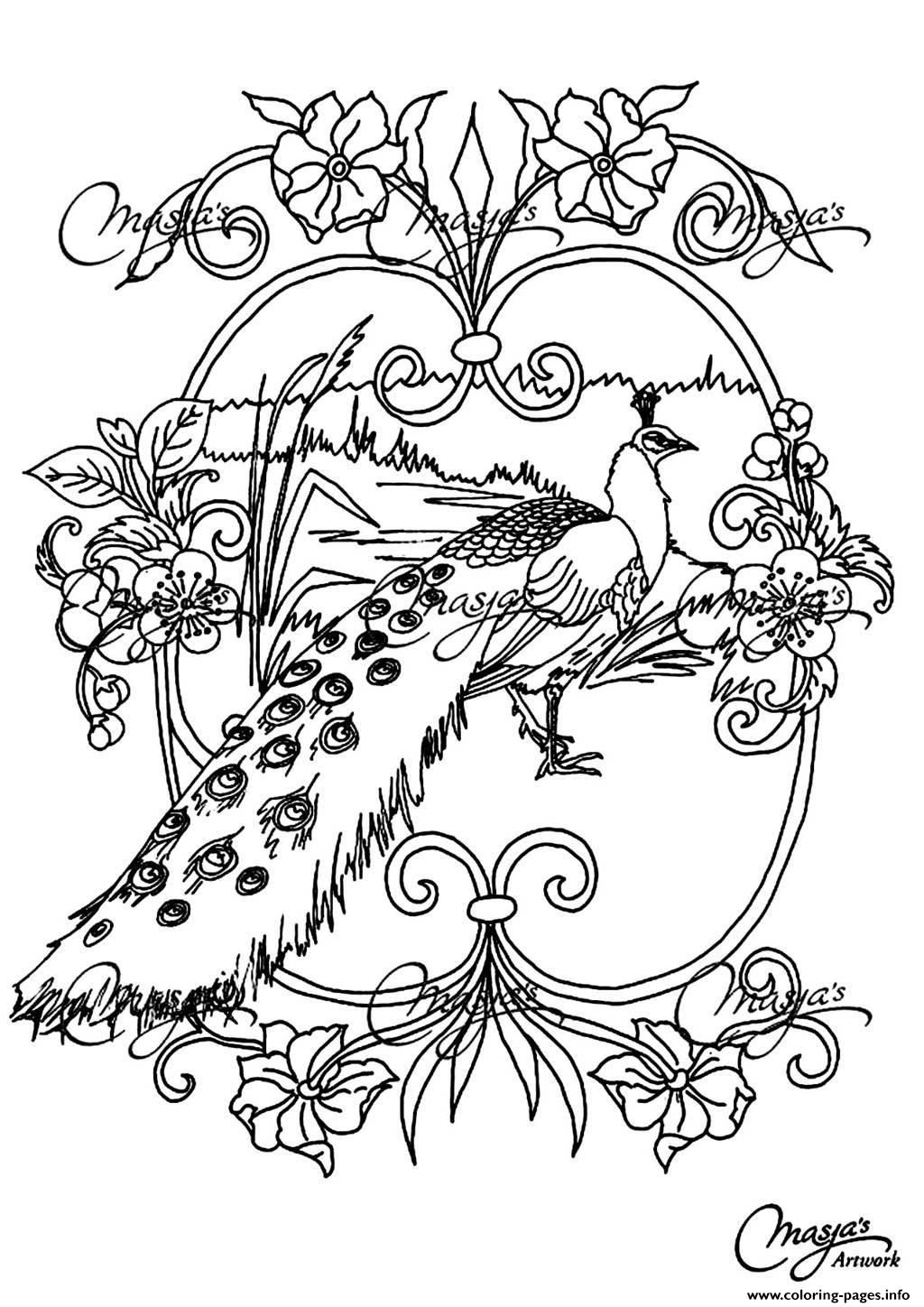 Print adult animals peacock Coloring pages