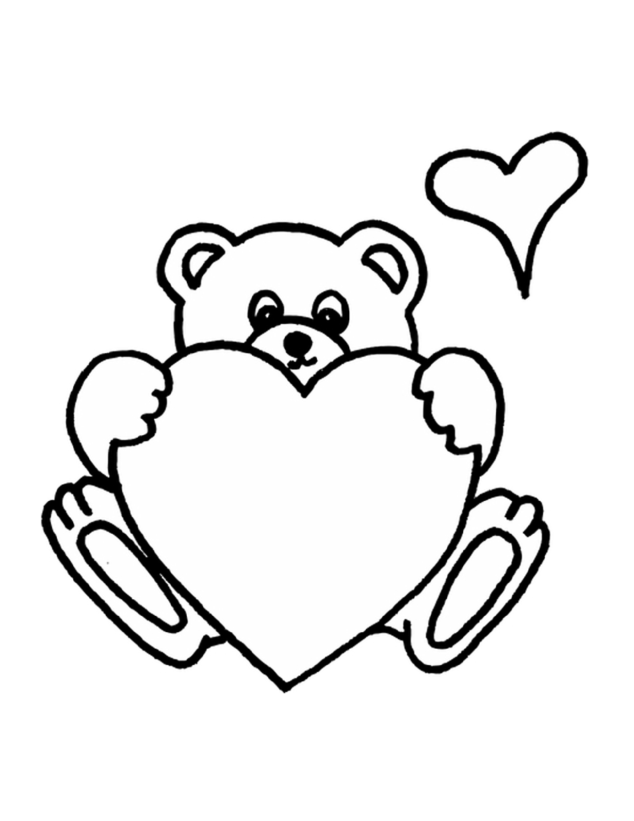 Cute Bear with Heart Coloring Page (Page 1) - Line.17QQ.com