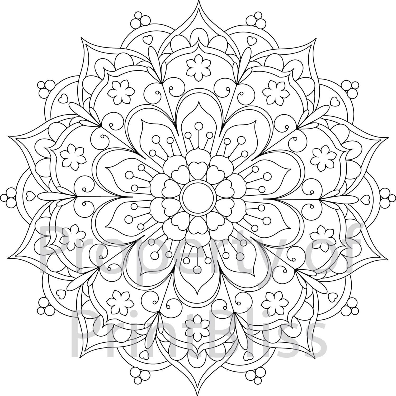 Flower Mandala Printable Coloring Page - Etsy