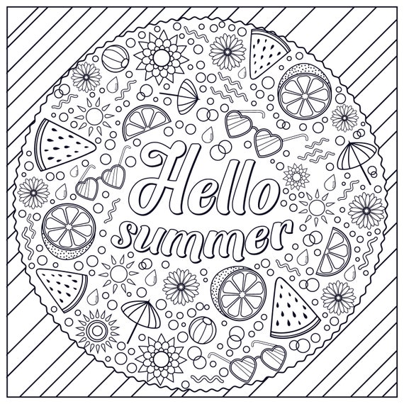 Huge Coloring Poster-hello Summer - Etsy