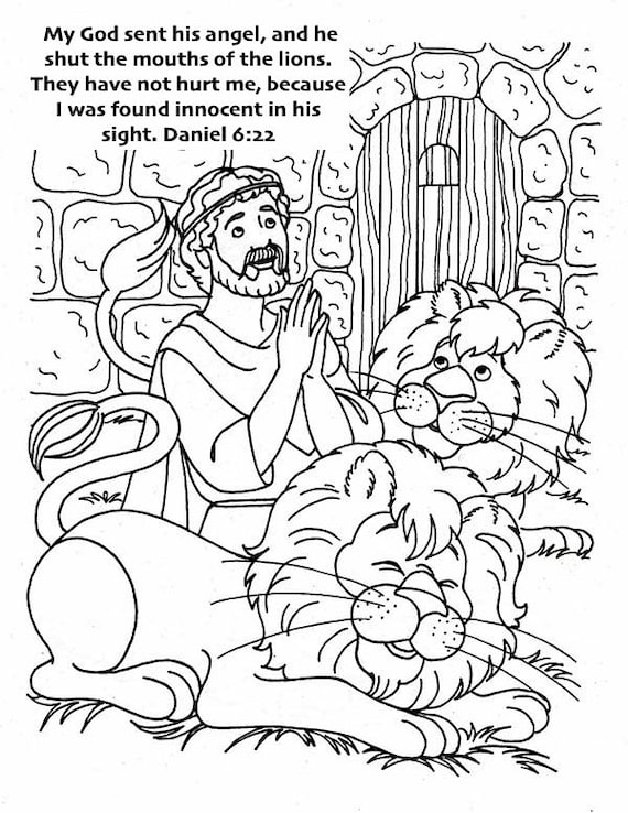 Daniel and the Lions Den Coloring Page - Etsy