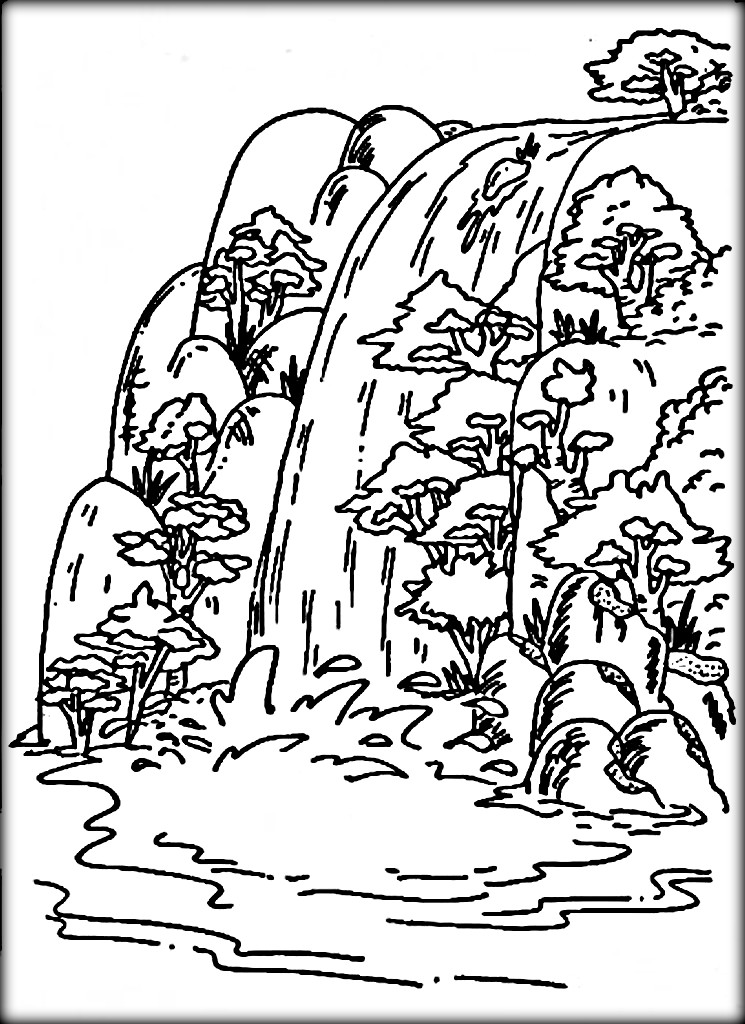 Coloring Pages: Waterfall Stream Coloring Pages Coloring Pages