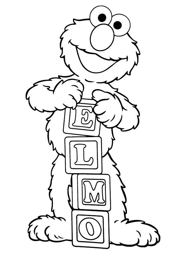 Parentune - Free & Printable Elmo with alphabet blocks Coloring ...
